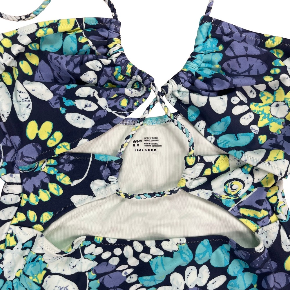 Aerie Floral Cut Out One Piece Swim Sz Medium Cheeky Boho Hippie Festival - Picture 7 of 16